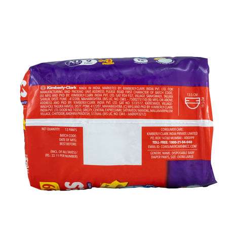 Huggies Complete Comfort Wonder Baby Diapers | Pant Style | XL | 13 pcs