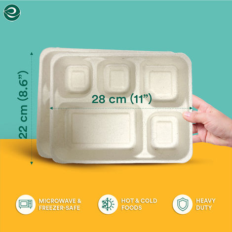 ECO SOUL 10 Count | 5CP Disposable Meal Tray/Plate
