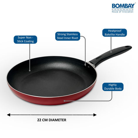 Bombay Kookware Small Tapper Fry Pan -22 cm | Non-Induction Base