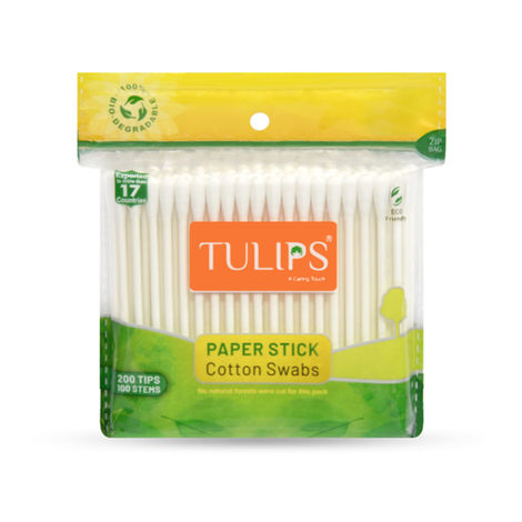 Tulips Paper Stick Cotton Buds Zipper Bag