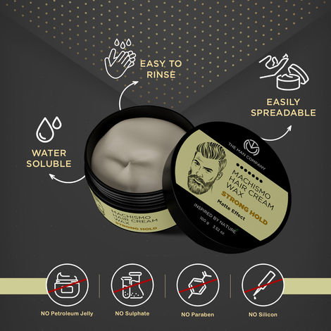 The Man Company Machismo hair cream Wax Stronghold Hair Wax for Men | Up-to 12 Hours Strong Hold | Enriched with Vitamin E & Almond Oil
