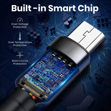 Portronics Konnect B Micro USB Cables For Fast Charging & Data Sync 3.0 Amp with PVC Heads, Nylon Braided, 1m - White