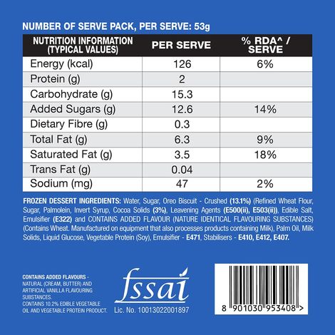 Kwality Wall's Oreo And Cream Tub