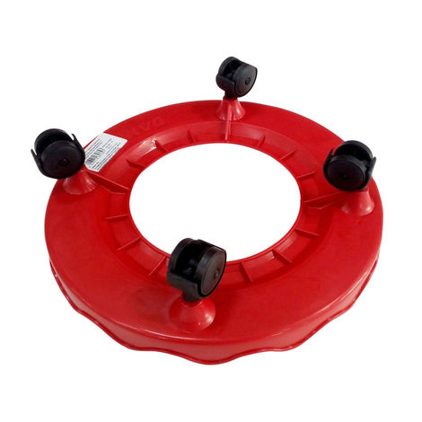 KVG Durable Hard Plastic Gas Cylinder Stand Trolley | 4 Rollers | Red