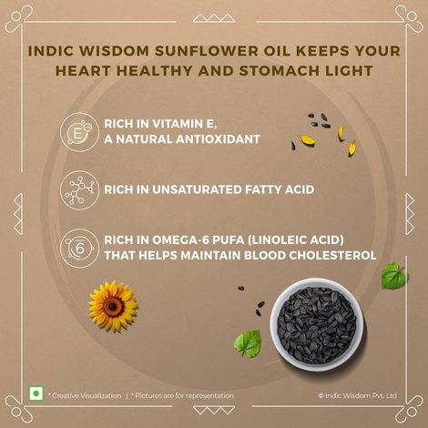 Indic Wisdom Sunflower Wood Pressed Oil | Cold Pressed - Extracted on Wooden Churner