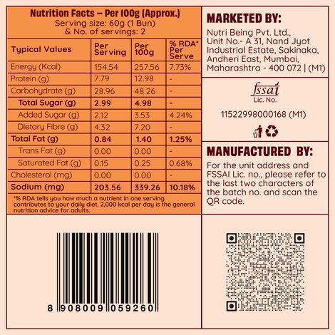 The Health Factory Zero Maida Burger Bun | Clean Label - Not Brown