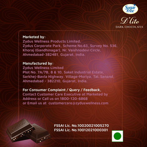 Sugar Free D'lite Quinoa & Almonds Dark Chocolate Bar