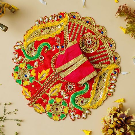 Floral Decorative Ladoo Gopal Dress for Idol (Size 4) Krishna Costume | Krishna Janmastami Special (Ecraftindia)