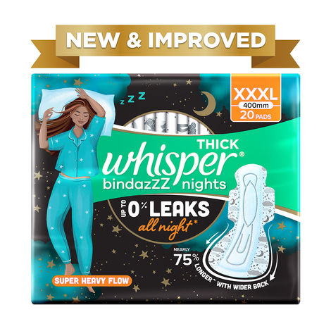 Whisper Bindazzz Nights Sanitary Pads | XXXL | 20 pcs