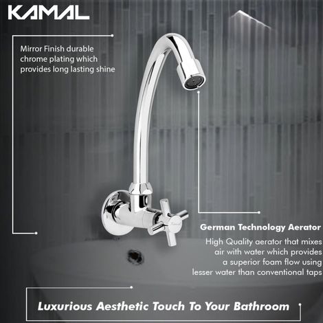 Kamal Cross Sink Cock Pillar Tap Faucet
