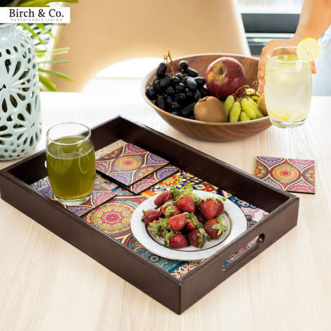 Birch & Co. Serving Tray - Mandala With Four Free Matching Coasters