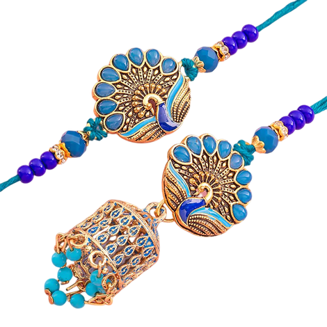 Bhaiya Bhabhi Royal Greens Peacock Rakhis (Floweraura)