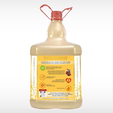 Indic Wisdom Sunflower Wood Pressed Oil | Cold Pressed - Extracted on Wooden Churner