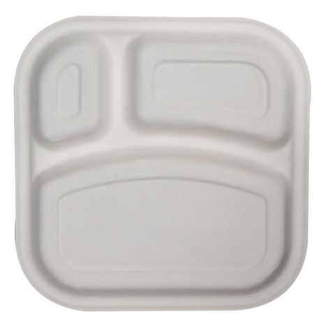 Naturepac Bagasse Plate Square 10 Inch 3cp | 25 Pcs