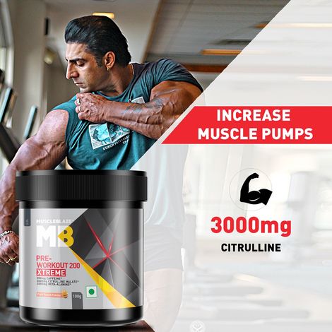 MuscleBlaze Pre Workout 200 Xtreme (Fruit Punch, 15 Servings)