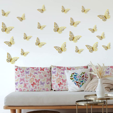Party Propz Golden Butterfly Decoration, Pack of 12 3D Golden Butterfly
