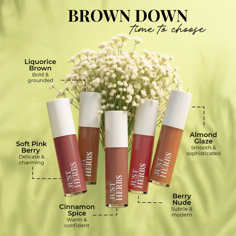 Just Herbs Enriched Liquid Lipstick Kit | Set Of 5 | Nudes And Browns