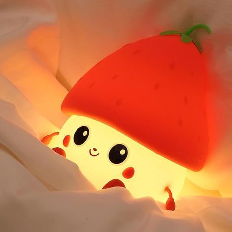 Desidiya Strawberry Night Light For Kids, Usb Rechargeable Red Lamp