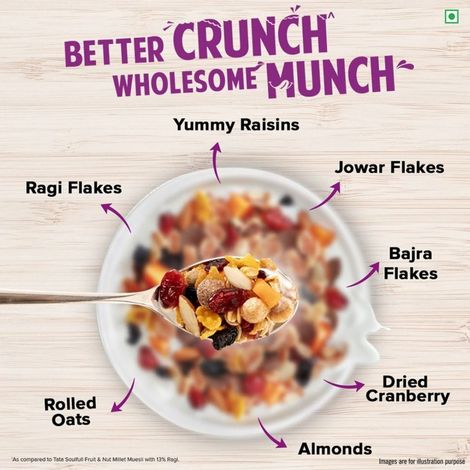Tata Soulfull Millet Muesli with 90% Fruits, Nut & Wholegrains, Breakfast Cereal