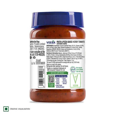 Veeba Pasta & Pizza Sauce Herby Tomato I Red Pasta Sauce