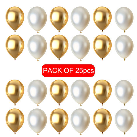Gold Silver Balloons | Birthday Decoration Party Pack | Pack of 25 | Propcon