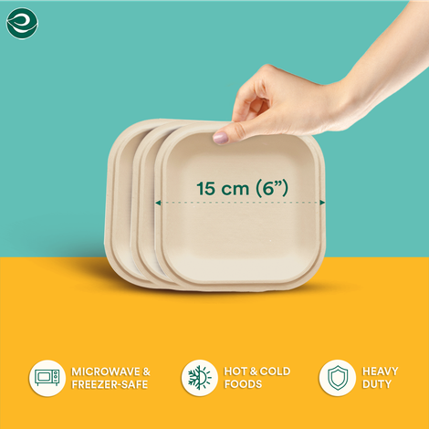 Eco Soul 6 Inch Square | 25 Count | Disposable Plate