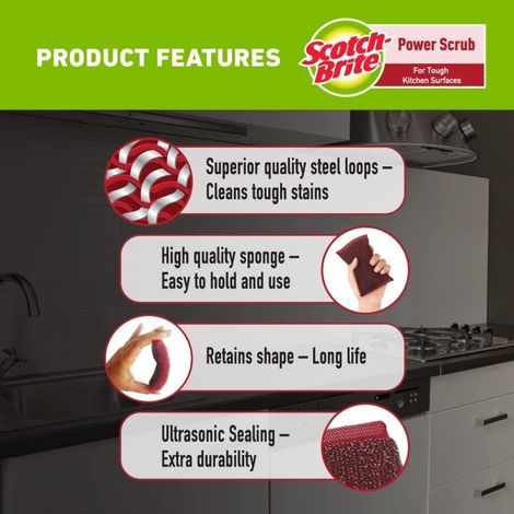 Scotch Brite Power Scrub Pad for Tough Kitchen surfaces