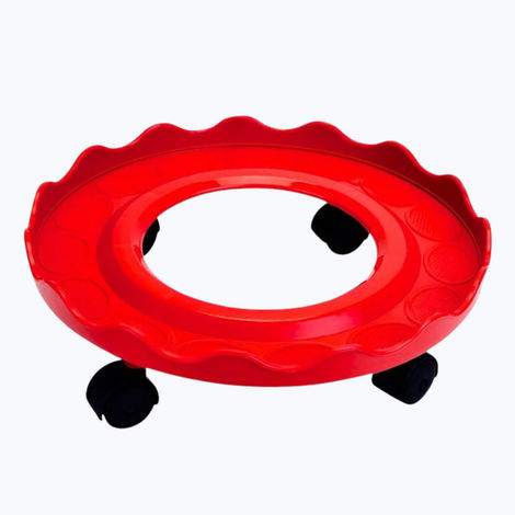 KVG Durable Hard Plastic Gas Cylinder Stand Trolley | 4 Rollers | Red