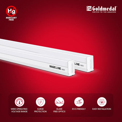 Gold Medal Magic Line Neo 20W T5 LED Slim Batten For Domestic Use - Cool Daylight (6500K) | With 2000 Lumens | Surge Protection up to 4kV | Energy Efficient Tubelight for Home, Office