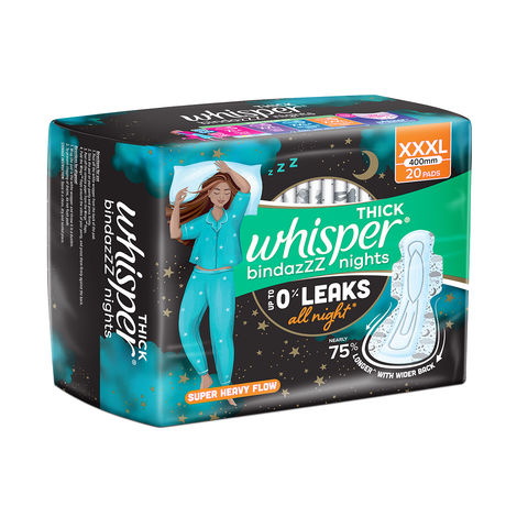 Whisper Bindazzz Nights Sanitary Pads | XXXL | 20 pcs