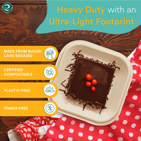 Eco Soul 6 Inch Square | 25 Count | Disposable Plate