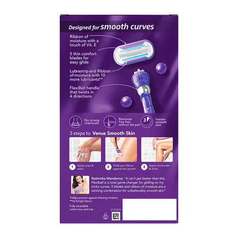 Venus Smooth Curves | Swirl | Hair Removal Razor for Women, 1 Razor