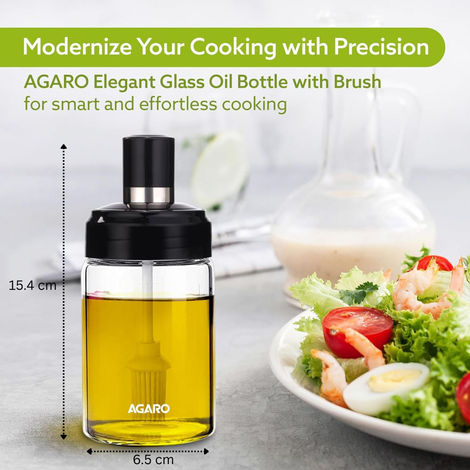 AGARO Elegant Glass Oil Bottle with Brush 250ml
