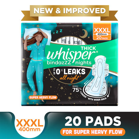 Whisper Bindazzz Nights Sanitary Pads | XXXL | 20 pcs