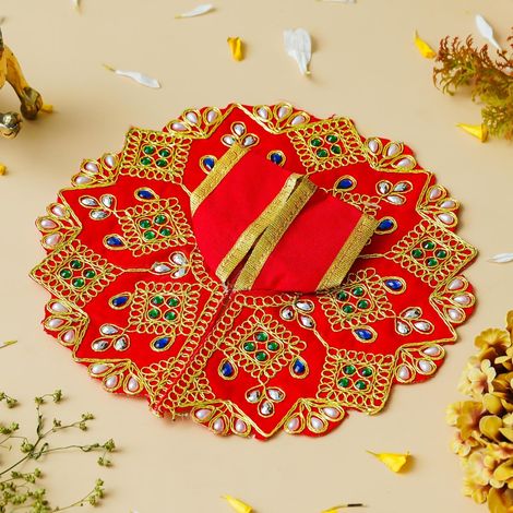 Red Decorative Laddu Gopal Dress for Idol (Size 1) | Krishna Costume | Krishna Janmastami Special (Ecraftindia)