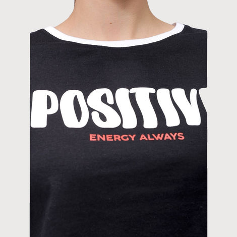 Freehand Women's Relaxed Graphic Casual Crew Neck T-shirt | 0424-Zfhcrtee2-02 | Black - M