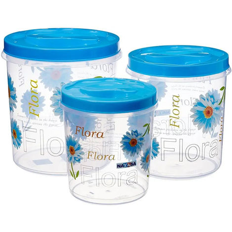 Nayasa Plastic Store-In Set (58,59,60) | 5.2 L, 7.2 L, 11.2 L | BPA Free, Stackable & Modular Multi Purpose Plastic Container | Blue