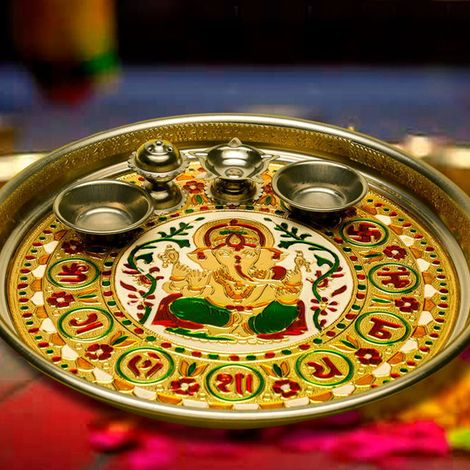 Divine Vibes Ganesh Ji Puja Thali Size 10.75 Inch