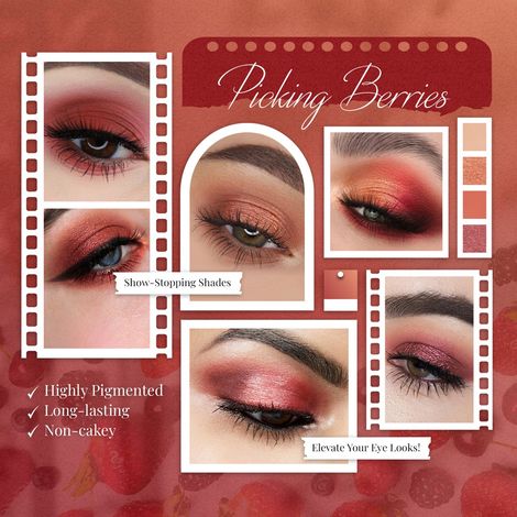 Just Herbs 4In1 Eye Shadow Pigmented Party Wear Non Irritating Pallette Picking Berries