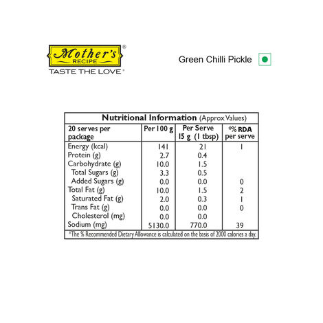 Mother's Recipe Pickle - Green Chilli