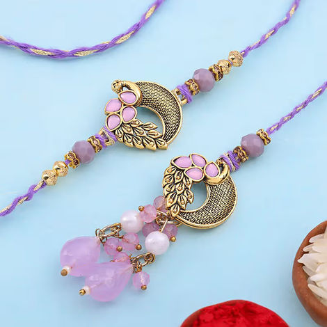 Bhaiya Bhabhi Lilac Love Rakhi Set (Floweraura)