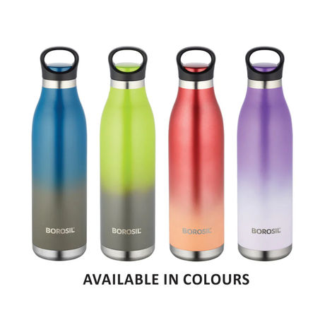 Borosil Stainless Steel Hydra Colourcrush Vacuum Insulated Flask Water Bottle - 700 ml | Blue