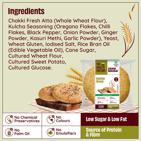 The Health Factory Zero Maida Kulcha Bread | Clean Label - Not Brown