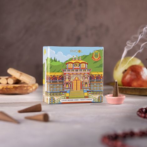 Phool Badrinath Kesar Chandan Dhoop Cones - Made From Temple Flowers