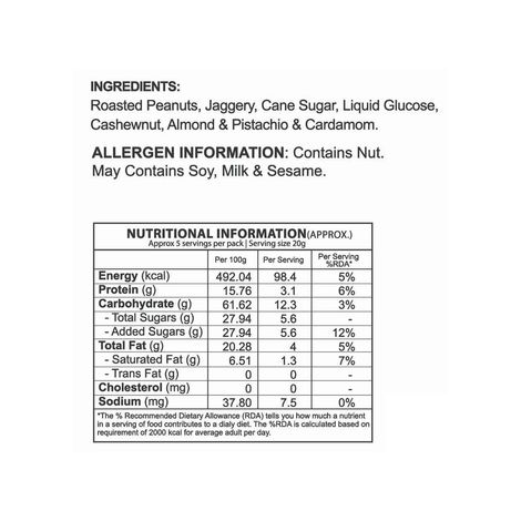 Rajaram's Mixed Nut Peanut Butter Chkki (Almonds, Cashews & Pista) Combo