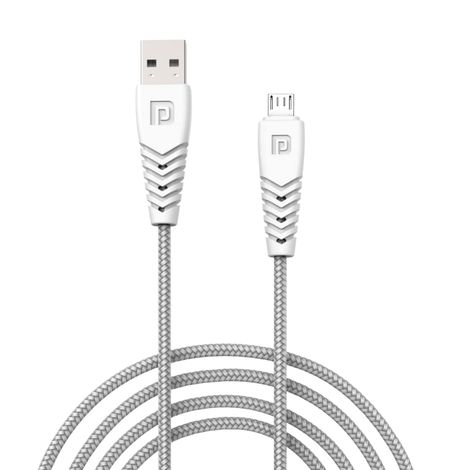 Portronics Konnect B Micro USB Cables For Fast Charging & Data Sync 3.0 Amp with PVC Heads, Nylon Braided, 1m - White
