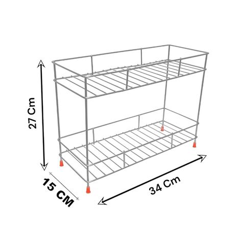 Go Hooked Stainless Steel 2-Tier Multipurpose Shelf Basket Storage Organizer