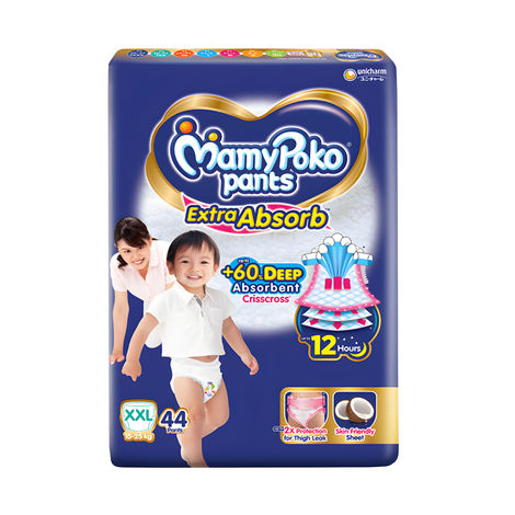 Mamypoko Extra Absorb Baby Diapers | Pant Style | 2XL | 44 pcs