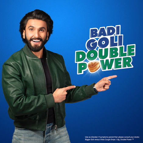 Vicks Cough Drops Double Power (Ginger). Bigger Drop With 2X Ayurvedic Mix, 25 Lozenges