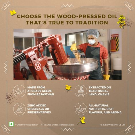 Indic Wisdom Mustard (Sarson) Wood Pressed Oil | Cold Pressed - Extracted on Wooden Churner